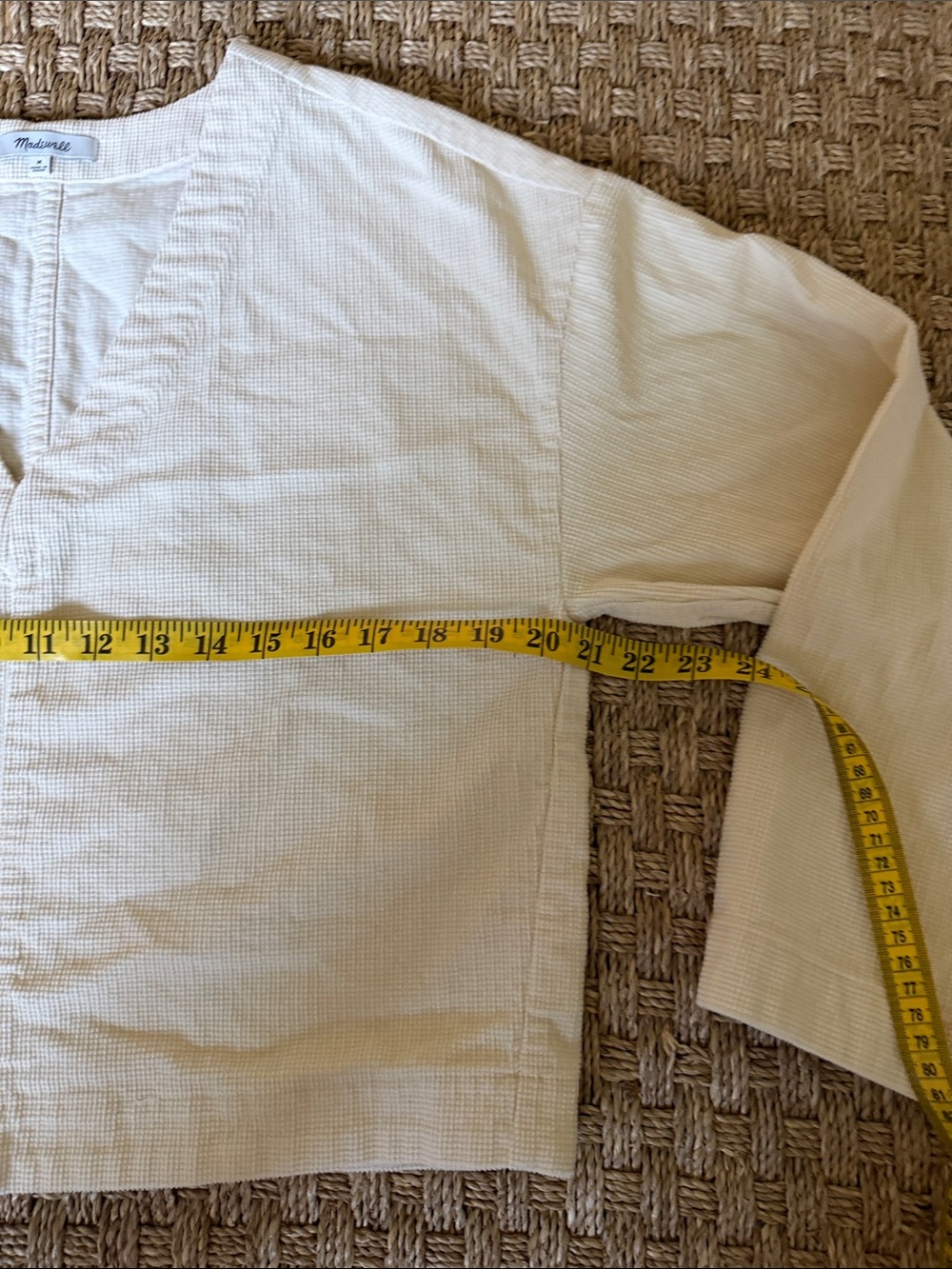 Madewell V-Neck Boxy Cotton Corduroy Pullover Top in Cream sz M - Picture 5 of 10